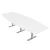 Skutchi Designs 10 Person Conference Table with T-Bases, Modular Boat Shaped Table, 10 Ft, White HAR-BOT-46X119-T-XD09